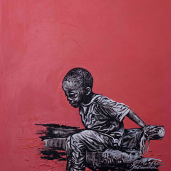 Painting titled "no poverty" by Patrick Dodoo, Original Artwork, Acrylic