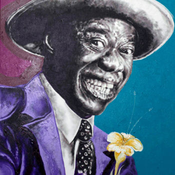 Malerei mit dem Titel "Armstrong smile" von Patrick Dodoo, Original-Kunstwerk, Acryl