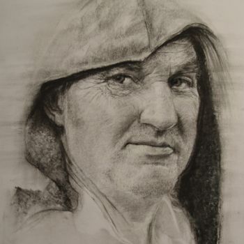 Drawing titled "Portrait Peyrolles" by Patrick Dorigny, Original Artwork, Charcoal