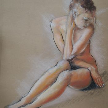 Drawing titled "Etudiane de pastel" by Patrick Dorigny, Original Artwork, Other