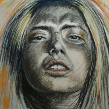 Drawing titled "série portrait 06" by Patrick Dorigny, Original Artwork, Pastel