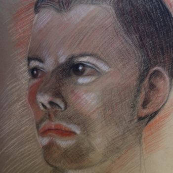 Drawing titled "série portrait 01" by Patrick Dorigny, Original Artwork, Pastel