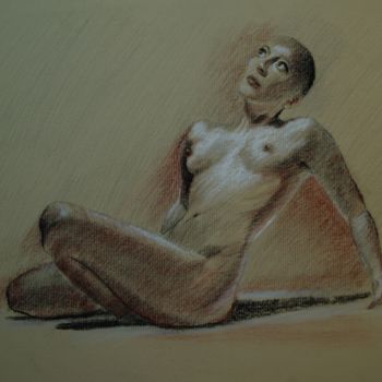 Drawing titled "Nina" by Patrick Dorigny, Original Artwork, Charcoal