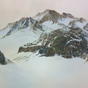 Schilderij getiteld "Haute montagne" door Patrick Egger, Origineel Kunstwerk, Acryl Gemonteerd op Frame voor houten brancard
