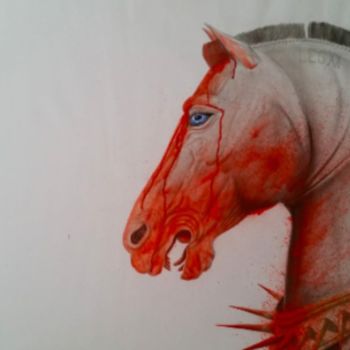 Painting titled "Centurion Horse" by Patrick Faure, Original Artwork, Watercolor