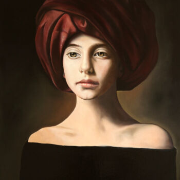 Schilderij getiteld "La jeune fille au t…" door Patrick Geffroy, Origineel Kunstwerk, Olie