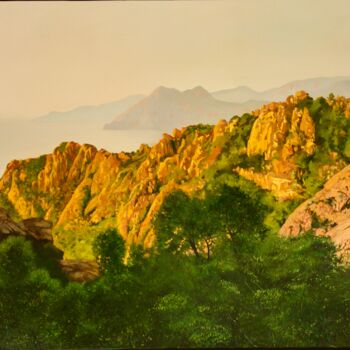 Painting titled "Les calanques de Pi…" by Patrick Geffroy, Original Artwork, Oil