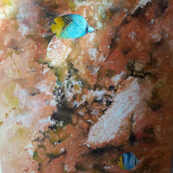 Painting titled "coraux de Moorea" by Patrick Genet, Original Artwork, Acrylic