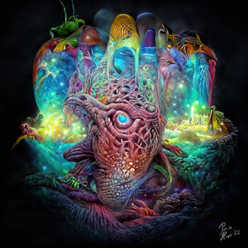 Digital Arts titled "Cosmic Creature" by Patrick Hager, Original Artwork, 2D Digital Work