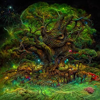 Digitale Kunst mit dem Titel "Ancient Oak" von Patrick Hager, Original-Kunstwerk, 2D digitale Arbeit