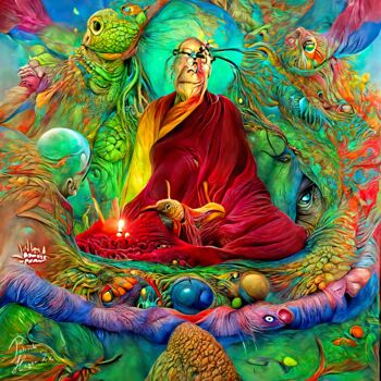 Arts numériques intitulée "Dalai Lama" par Patrick Hager, Œuvre d'art originale, Travail numérique 2D