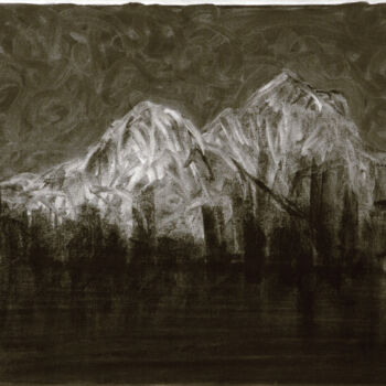 Drawing titled "berge (Coronazeichn…" by Patrick Huber, Original Artwork, Charcoal