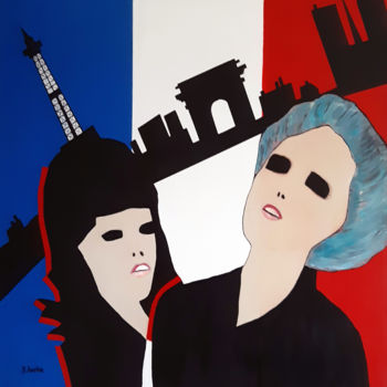Painting titled "This is PARIS" by Patrick Joosten, Original Artwork, Acrylic Mounted on Wood Stretcher frame