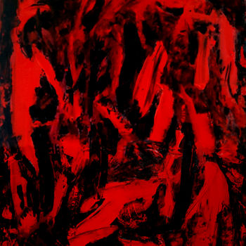 Malerei mit dem Titel "Experimental Red N°2" von Patrick Joosten, Original-Kunstwerk, Acryl