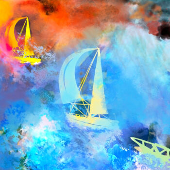Arts numériques intitulée "Sailing race" par Patrick Kessler, Œuvre d'art originale, Travail numérique 2D