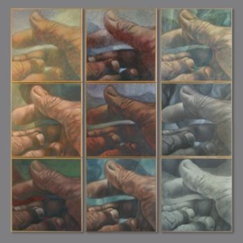Pintura intitulada "Séquence 1,2,3, pol…" por Patrick Laurin, Obras de arte originais
