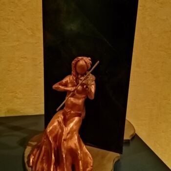 Sculpture titled "la violoniste" by Patrick Le Garles, Original Artwork, Clay