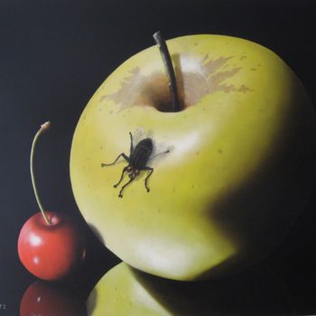 Schilderij getiteld "La mouche" door Patrick Lodwitz, Origineel Kunstwerk, Olie