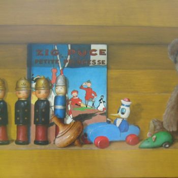 Painting titled "Niche a jouets" by Patrick Lodwitz, Original Artwork, Oil