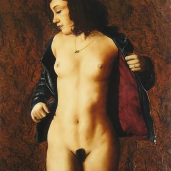 Malerei mit dem Titel "Le blouson" von Patrick Lodwitz, Original-Kunstwerk, Öl