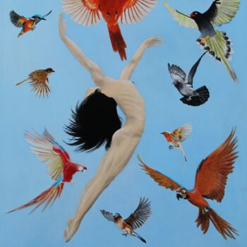 绘画 标题为“La femme oiseau” 由Patrick Lodwitz, 原创艺术品, 油
