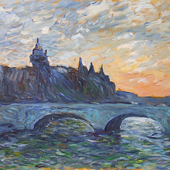 Painting titled "La conciergerie le…" by Patrick Marie, Original Artwork, Oil Mounted on Wood Stretcher frame