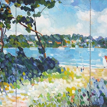 제목이 "Bretagne sud (Tharo…"인 미술작품 Patrick Marie로, 원작, 기름 나무 들것 프레임에 장착됨