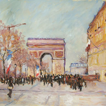 Peinture intitulée "Arc de triomphe -Pa…" par Patrick Marie, Œuvre d'art originale, Huile Monté sur Châssis en bois