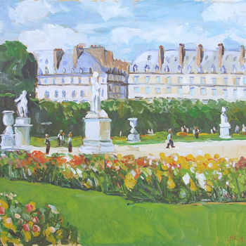 绘画 标题为“Paris - Jardin des…” 由Patrick Marie, 原创艺术品, 油 安装在木质担架架上