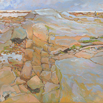 Painting titled "Côte bretonne sous…" by Patrick Marie, Original Artwork, Oil