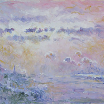 Painting titled "Vallée de seine - l…" by Patrick Marie, Original Artwork, Oil Mounted on Wood Stretcher frame