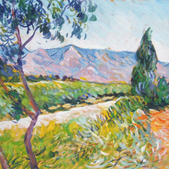 Painting titled "Les Alpilles" by Patrick Marie, Original Artwork, Oil