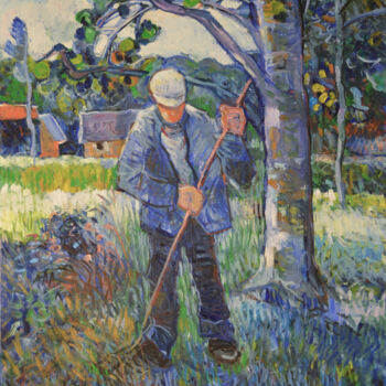 Peinture intitulée "Le jardinier" par Patrick Marie, Œuvre d'art originale, Huile Monté sur Châssis en bois