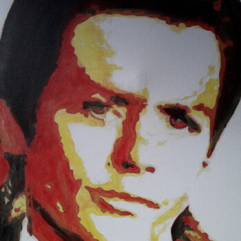 Painting titled "Alain Delon" by Patrick Mauxion (MAUX), Original Artwork, Acrylic Mounted on Wood Stretcher frame