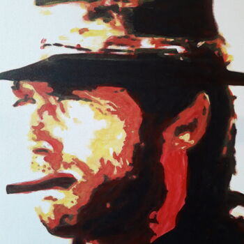 Malarstwo zatytułowany „Clint Eastwood” autorstwa Patrick Mauxion (MAUX), Oryginalna praca, Akryl Zamontowany na Drewniana r…