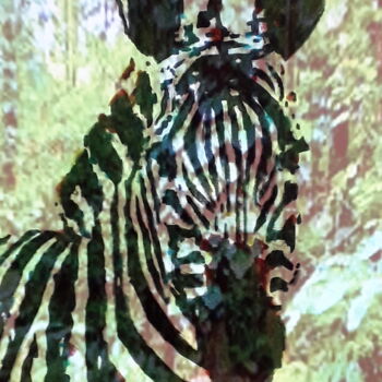 Arts numériques intitulée "Le zebre" par Patrick Mauxion (MAUX), Œuvre d'art originale, Travail numérique 2D Monté sur Autre…