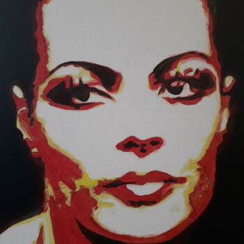 Painting titled "Romy Schneider" by Patrick Mauxion (MAUX), Original Artwork, Acrylic Mounted on Wood Stretcher frame
