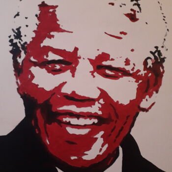 绘画 标题为“Nelson Mandela” 由Patrick Mauxion (MAUX), 原创艺术品, 丙烯 安装在木质担架架上