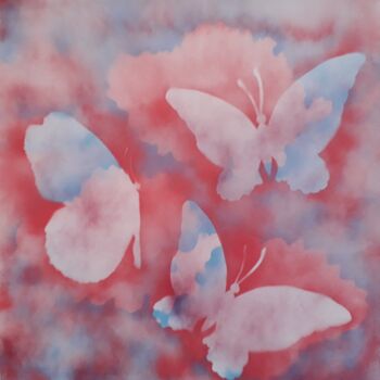 Painting titled "Les papillons rouges" by Patrick Mauxion (MAUX), Original Artwork, Spray paint