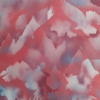 Painting titled "Les 4 aigles" by Patrick Mauxion (MAUX), Original Artwork, Spray paint