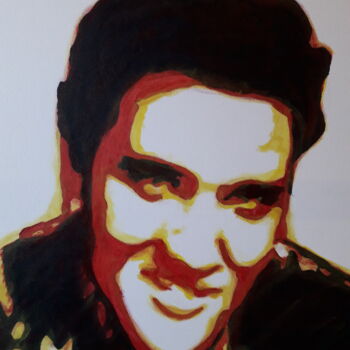 Painting titled "Elvis Presley" by Patrick Mauxion (MAUX), Original Artwork, Acrylic Mounted on Wood Stretcher frame