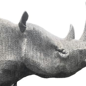 Sculpture intitulée "Rhinocéros Métal" par Patrick Médéric, Œuvre d'art originale, Métaux