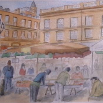 Painting titled "MARCHE DE TOULOUSE" by Patrick Michard, Original Artwork, Watercolor