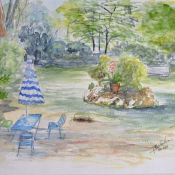 Painting titled "Jardin d'enfants" by Patrick Michard, Original Artwork, Watercolor