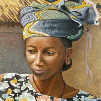 Peinture intitulée "Jeune femme Peul Sé…" par Patrick Noly, Œuvre d'art originale