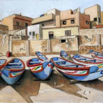 Painting titled "Le Village de N'Gor" by Patrick Noly, Original Artwork