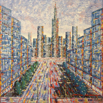 Painting titled "Avenue du Grand Cha…" by Patrick Palczy, Original Artwork, Oil Mounted on Wood Stretcher frame