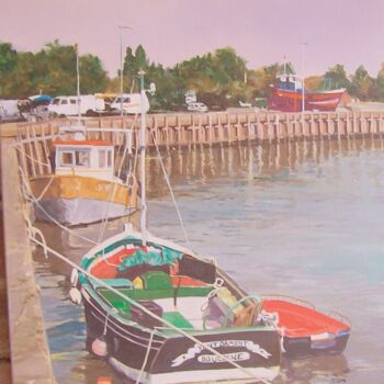 Peinture intitulée "port du Crotoy(baie…" par Patrick Pottelain, Œuvre d'art originale, Huile