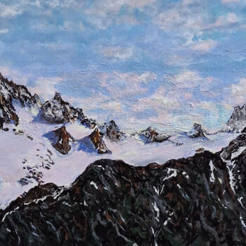 Malerei mit dem Titel "Le glacier du tour…" von Patrick Pradier, Original-Kunstwerk, Acryl Auf Keilrahmen aus Holz montiert