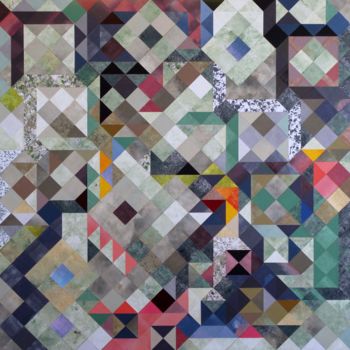 Malerei mit dem Titel "pixel-blues-fragmen…" von Shub, Original-Kunstwerk, Acryl
